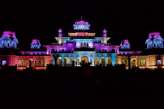 Enchanting Jaipur: Private Evening Tour of the Pink City - Stop 1: Jal Mahal at night, framed by Man Sagar Lake