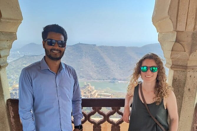 Jaipur: Private Full-Day City Sightseeing with Pick-Up & Drop off - Entering Amber Fort with Sheesh Mahal details and hilltop views